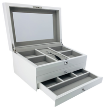 White High Gloss 2-Drawer Wooden Jewellery Box L34cm