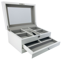 White High Gloss 2-Drawer Wooden Jewellery Box L34cm