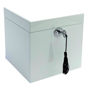 Small White High Gloss Wood Jewellery Box L16cm
