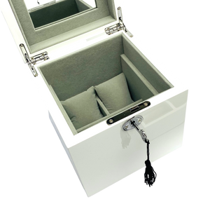 Small White High Gloss Wood Jewellery Box L16cm