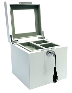 Small White High Gloss Wood Jewellery Box L16cm