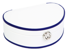 Demi-Lune White Patent Faux Leather Jewellery Box L22cm