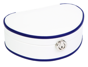 Demi-Lune White Patent Faux Leather Jewellery Box L22cm