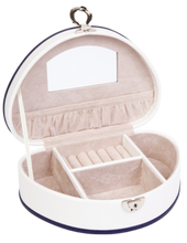 Demi-Lune White Patent Faux Leather Jewellery Box L22cm