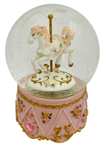 Elegant Carousel Snow Globe Music Box H15cm