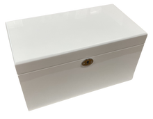 White High Gloss Wood Jewellery Box, Length 30cm