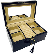 European Walnut High Gloss Wooden Jewellery Box, Length 28cm