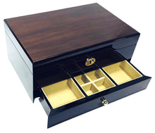 European Walnut High Gloss Wooden Jewellery Box, Length 28cm