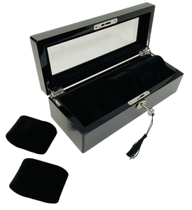 Carbon Fibre High Gloss 5-Watch Box, Length 28cm