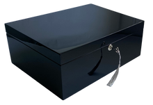 Black High Gloss Wood Jewellery Box, Length 35cm