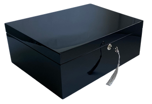 Black High Gloss Wood Jewellery Box, Length 35cm