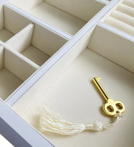 Matte Finish White Wooden Jewellery Box with Liftout Tray L31cm