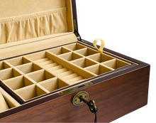 European Walnut Matte Finish Wood Jewellery Box L30cm