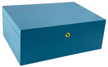 Blue High Gloss Wood Jewellery Box L35cm