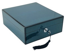 Blue Lizard Piano Finish Key Lock Jewellery and Watch Box L20cm