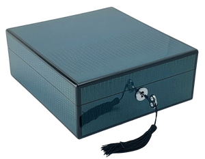 Blue Lizard Piano Finish Key Lock Jewellery and Watch Box L20cm