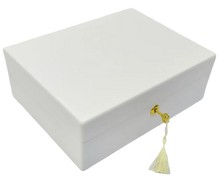 Matte Finish White Wooden Jewellery Box with Liftout Tray L31cm