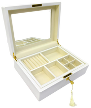 Matte Finish White Wooden Jewellery Box with Liftout Tray L31cm