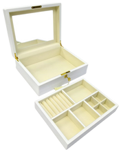 Matte Finish White Wooden Jewellery Box with Liftout Tray L31cm