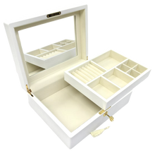 Matte Finish White Wooden Jewellery Box with Liftout Tray L31cm