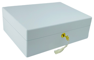 Matte Finish White Wooden Jewellery Box with Liftout Tray L31cm