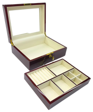 Rosewood Piano Finish Timber Jewellery Box with Liftout Tray L31cm