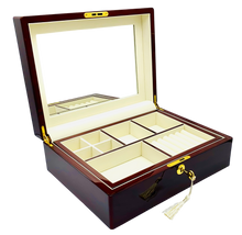Rosewood Piano Finish Timber Jewellery Box with Liftout Tray L31cm
