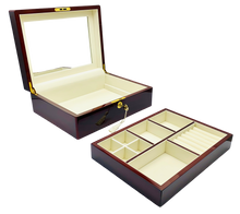 Rosewood Piano Finish Timber Jewellery Box with Liftout Tray L31cm