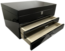 Very Large High Gloss Black Wooden Jewellery, 2-Drawers, L41cm