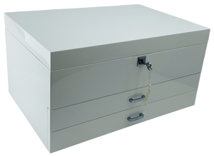 Very Large High Gloss White Wooden Jewellery, 2-Drawers L41cm