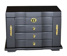 Harrowdene Matte Black Jewellery Box, 3-Drawer & 2-Side Panels L28cm