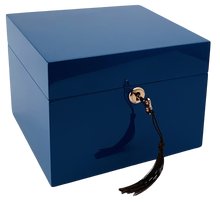 Small Azure High Gloss Wood Jewellery Box L19cm