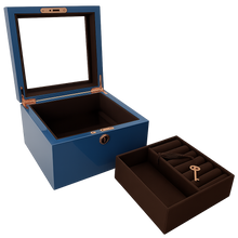 Small Azure High Gloss Wood Jewellery Box L19cm