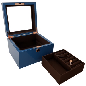 Small Azure High Gloss Wood Jewellery Box L19cm