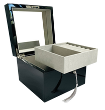 Small Black High Gloss Wood Jewellery Box L19cm