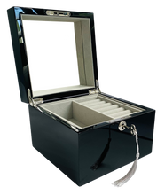 Small Black High Gloss Wood Jewellery Box L19cm