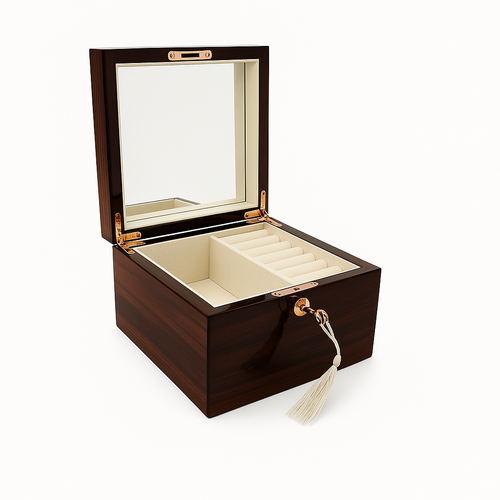 Small Jarrah High Gloss Wood Jewellery Box L19cm