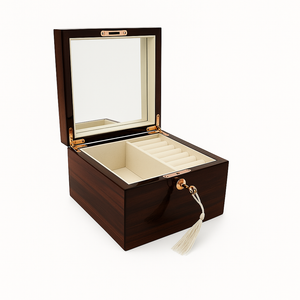 Small Jarrah High Gloss Wood Jewellery Box L19cm