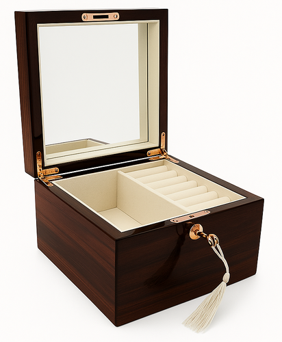 Small Jarrah High Gloss Wood Jewellery Box L19cm