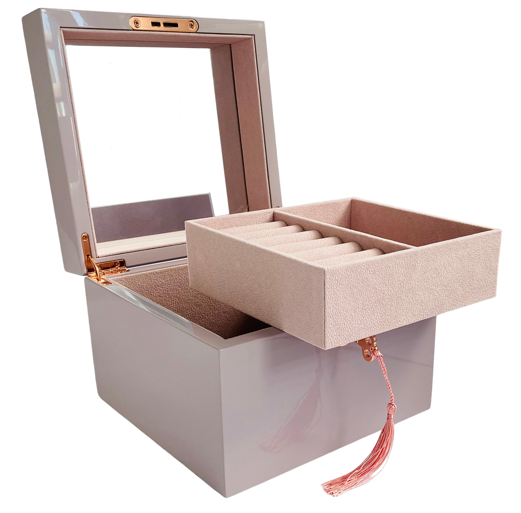 Harrowdene Small Lilac High Gloss Wood Jewellery Box L19cm