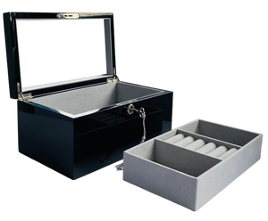 Black High Gloss Wood Jewellery Box L28cm