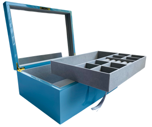 Blue High Gloss Wood Jewellery Box L35cm