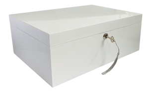 White High Gloss Wood Jewellery Box, Length 35cm