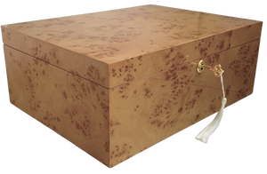 Oak Burl High Gloss Wood Jewellery Box L35cm