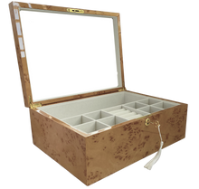 Oak Burl High Gloss Wood Jewellery Box L35cm