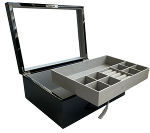 Black High Gloss Wood Jewellery Box L35cm