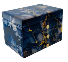 Blue Marble Glass 2-Drawer Jewellery Box L22cm