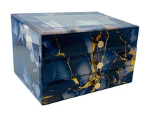 Blue Marble Glass 3-Drawer Jewellery Box L26cm
