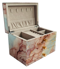 Coral Marble Glass 2-Drawer Jewellery Box L22cm