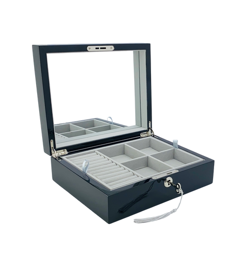 Black High Gloss Wood Jewellery Box L24cm